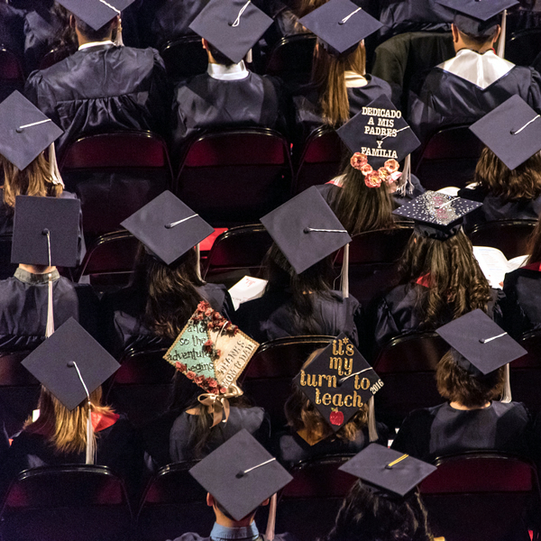 Caps of graduating students